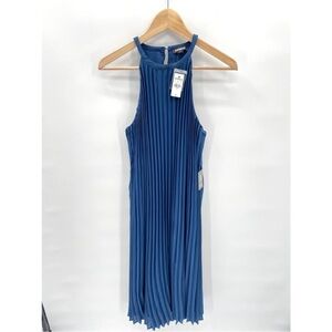 EXPRESS NWT Blue Halter Pleated Midi Dress // S